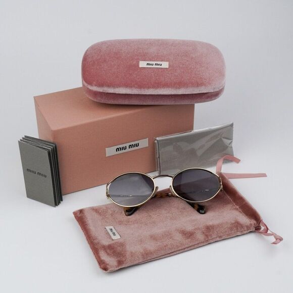 NEW Miu Miu MU52YS ZVN5D1 Pale Gold Grey Gradient Oval Unisex Sunglasses main image 14